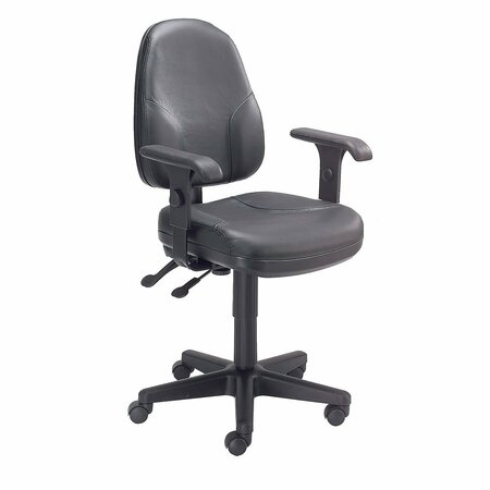 INTERION BY GLOBAL INDUSTRIAL Interion Task Chair With Mid Back & Adjustable Arms, Leather, Black 506797